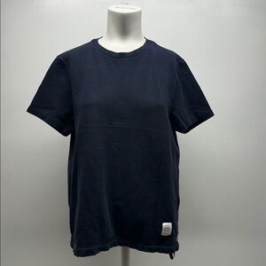 Thom Browne Shirt Crewneck Short Sleeve Cotton Stripe Pullover Navy Blue Medium